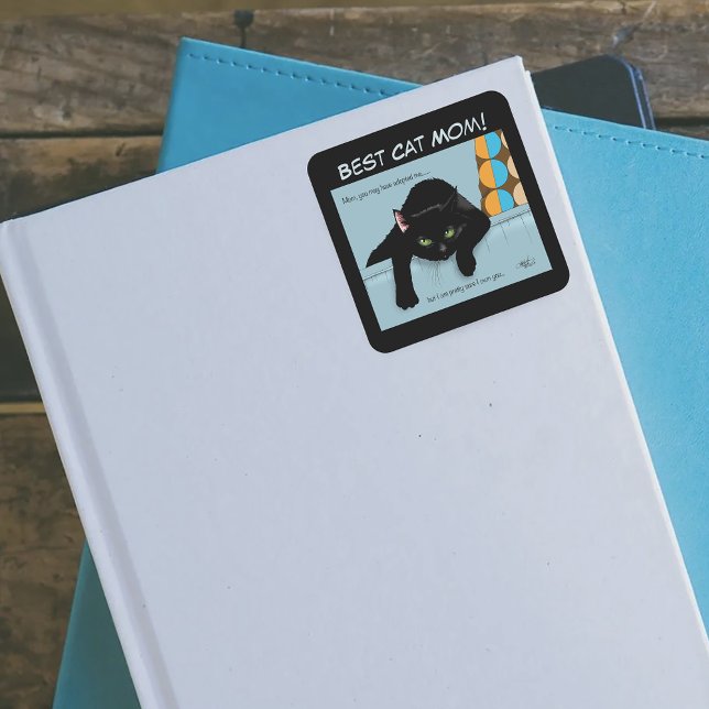 Sticker Carré Fête des mères de chats noirs (Créateur téléchargé)