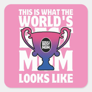 Sticker Carré Fête des Mères Meilleure Maman Drapeau Bisexuel Co
