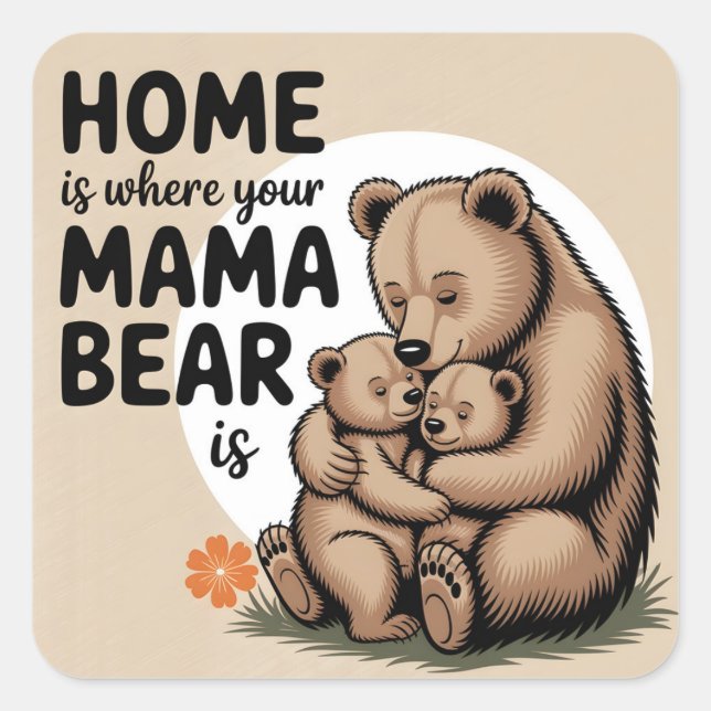 Sticker Carré Fête des Mères Mère Mama Bear (Devant)