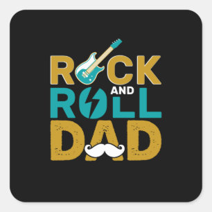 Sticker Carré Fête des pères Rock Et Roll Papa