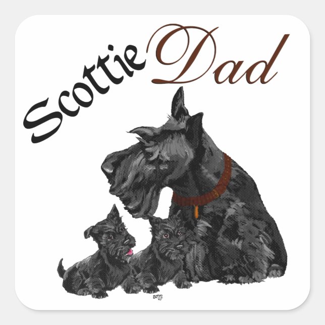 Sticker Carré Fête des Pères Scottish Terrier (Devant)