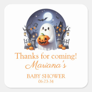 Sticker Carré Fête d'Halloween Bébé Fantôme Little Boo Baby Show