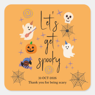 Sticker Carré Fête d'Halloween de la famille de bureau de fantôm