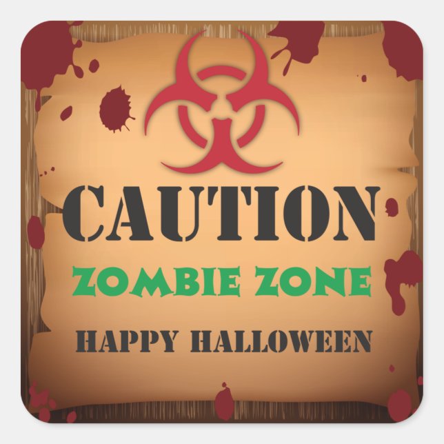 Sticker Carré Fête d'Halloween Virus Zombie (Devant)