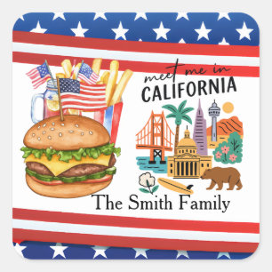 Sticker Carré Fête d'Indépendance du 4 juillet en Californie