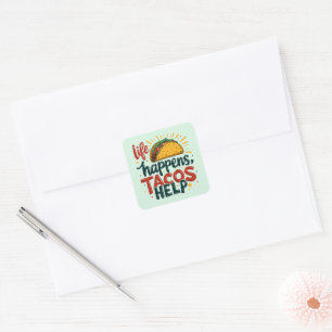 Sticker Carré Fête drôle d'amateur de tacos nourriture humour ar
