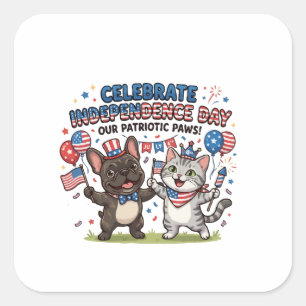 Sticker Carré Fête du 4 juillet Patriotic Paws