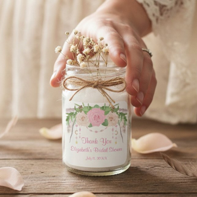 Sticker Carré Fête Fleurie Bohème Rose Élégante (Créateur téléchargé)