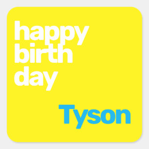 Sticker Carré fête heureux anniversaire minimal jaune