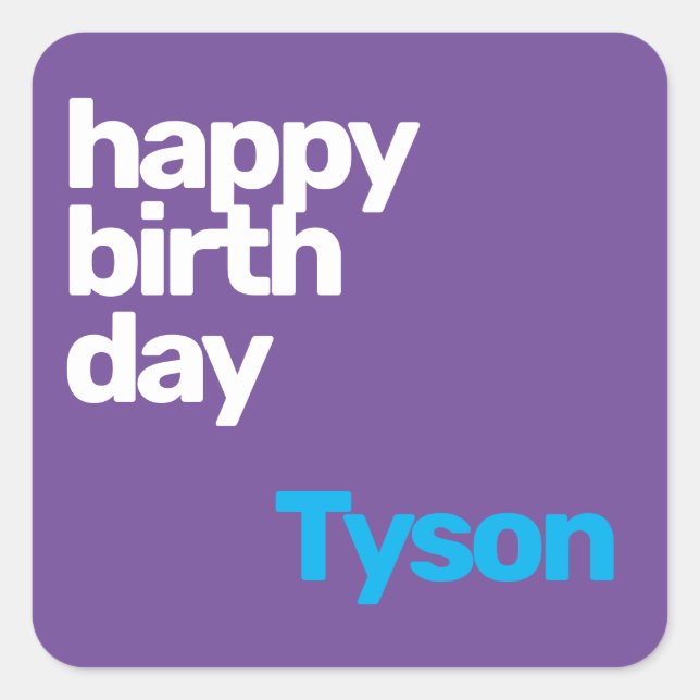 Sticker Carré fête heureux anniversaire minimal pourpre (Devant)