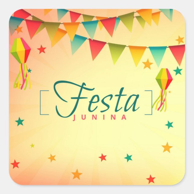Sticker Carré Fête Junina (Devant)