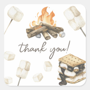 Sticker Carré Fête prénatale Bébé S'more aquarelle Merci
