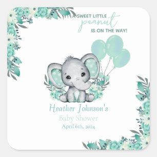 Sticker Carré Fête prénatale neutre éléphant