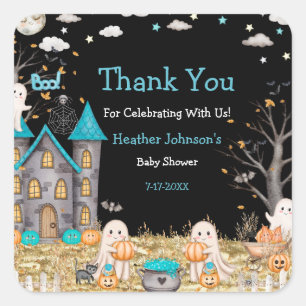 Sticker Carré Fête Prénatale Pastel Halloween Petit Garçon Littl