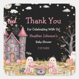 Sticker Carré Fête Prénatale Petite Fille Halloween Pastel