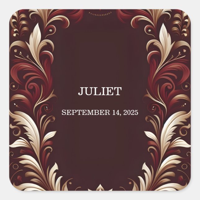 Sticker Carré Fête Rustique Élégante Fête de Mariage Rustique Es (Devant)