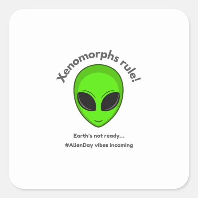 Sticker Carré Fêter la fête des Aliens 26 avril (Devant)