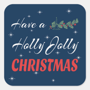 Sticker Carré Fêtez Noël à Holly Jolly