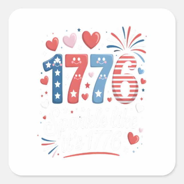 Sticker Carré Feu d’artifice 4 juillet 1776 (Devant)