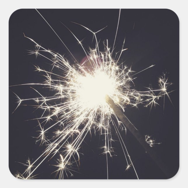 Sticker Carré feu d'artifice cierge magique étincelle la nuit ét (Devant)