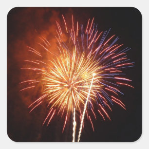 Sticker Carré Feu d'artifice rouge, blanc et bleu I Patriotique