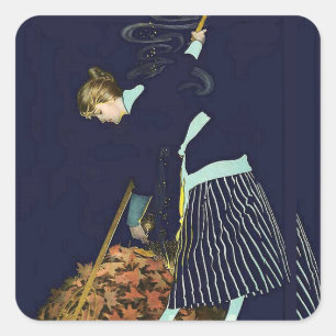 Sticker Carré Feu de feuilles d'automne par C Coles Phillips