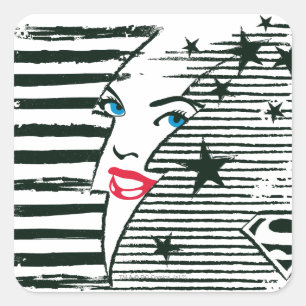 Sticker Carré Feu Supergirl avec visage