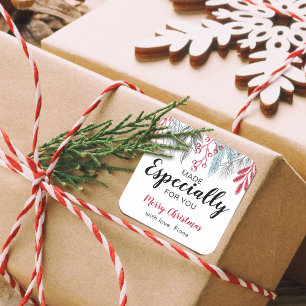Sticker Carré Feuillage de Noël Réalisé Spécialement Pour Vous S