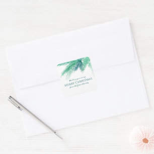 Sticker Carré feuillage de pin à feuillage persistant de Noël pe