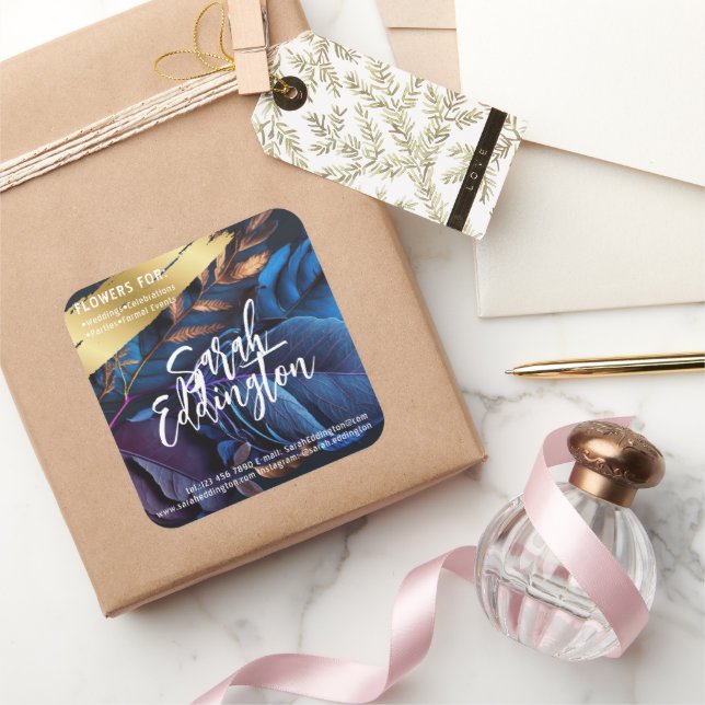 Sticker Carré Feuille bleu (Cadeaux)