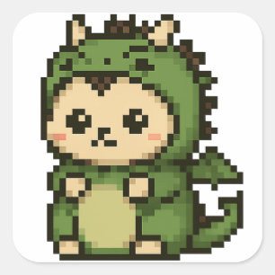 Sticker Carré feuille d'autocollant de dragon de hérisson