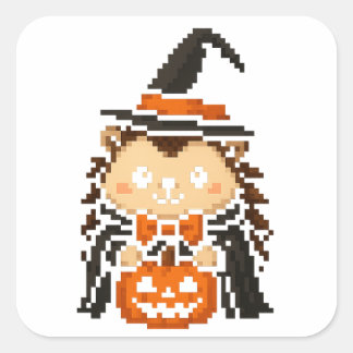 Sticker Carré feuille d'autocollant de sorcière de hérisson