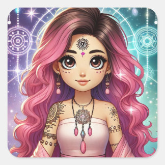 Sticker Carré Feuille d'autocollants Aura Dream Rose