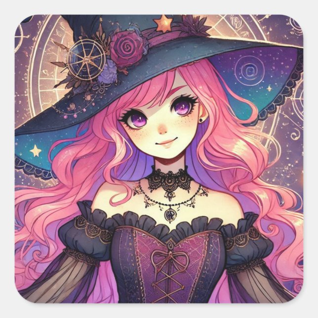 Sticker Carré Feuille d'autocollants Aura Dream Rose (Devant)