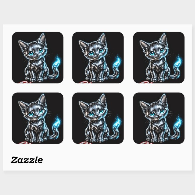 Sticker Carré Feuille d'autocollants Chrome Kitten (Feuille)