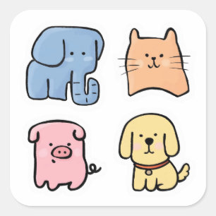 Sticker Carré Feuille d'autocollants d'animaux de compagnie Kawa