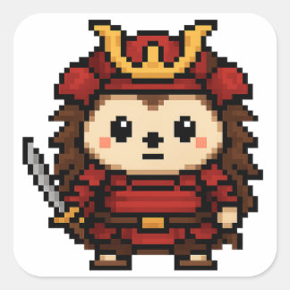 Sticker Carré feuille d'autocollants de hérisson samouraï