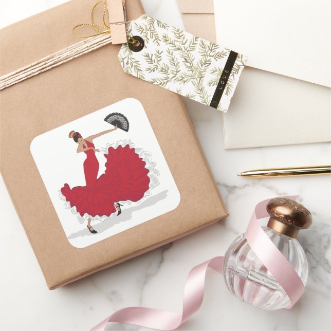 Sticker Carré Feuille d'autocollants pour danseur de flamenco (Cadeaux)