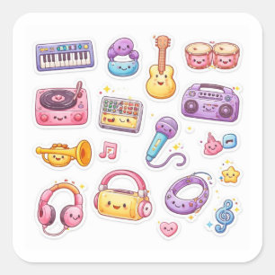 Sticker Carré Feuille d'autocollants pour l'étude de la musique 