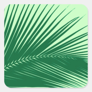Sticker Carré Feuille de palme - émeraude et vert citron