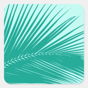 Sticker Carré Feuille de palme - Turquoise et aqua