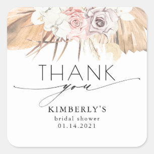 Sticker Carré Feuille de palmier séchée et orchidée blanche Trop