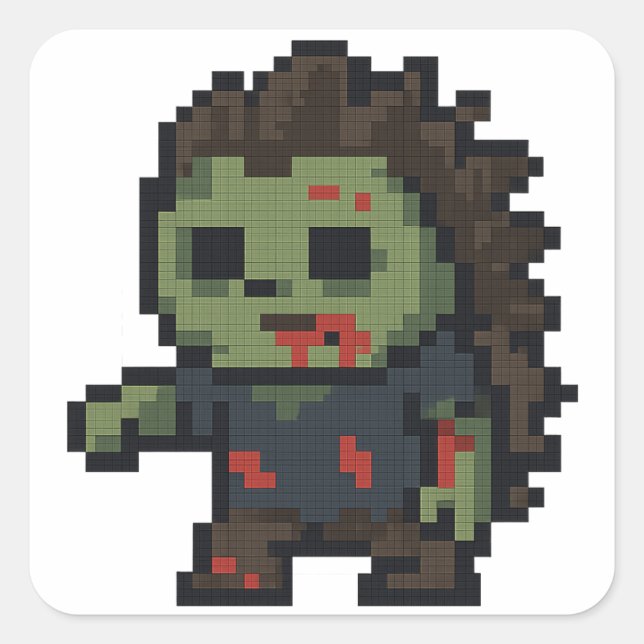 Sticker Carré feuille de zombie hérisson (Devant)
