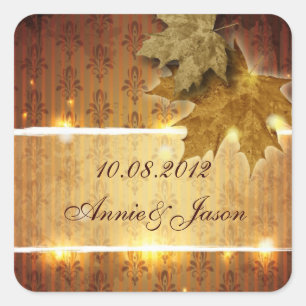 Sticker Carré Feuille d'or glamour faveur Mariage de automne