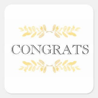 Sticker Carré Feuille doré classique - minimaliste