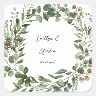 Sticker Carré Feuille et Eucalyptus Rustique