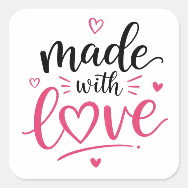Sticker Carré Feuille graphique chic fabriquée avec amour de (Devant)