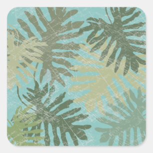 Sticker Carré Feuille tropical fané