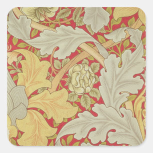 Sticker Carré Feuilles Acanthus et rose sauvage sur un dos pourp
