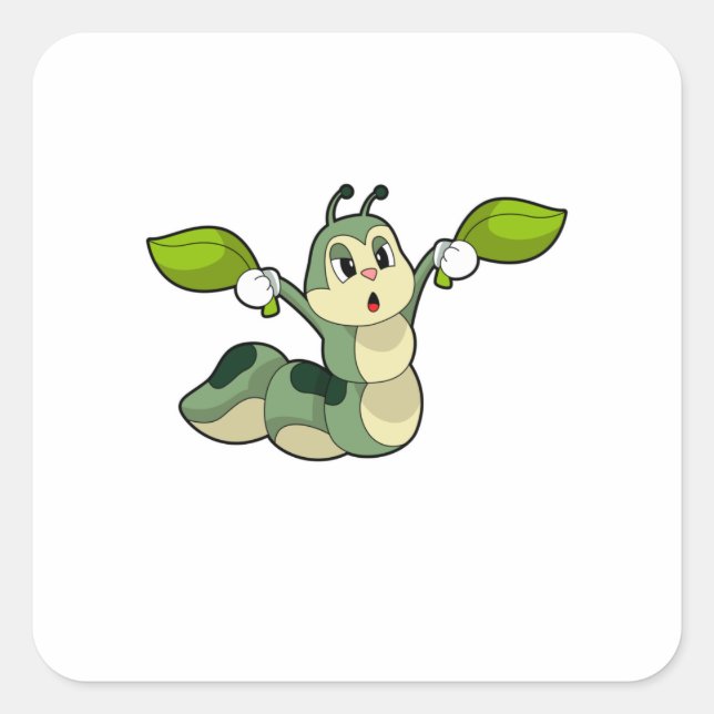 Sticker Carré Feuilles Caterpillar (Devant)